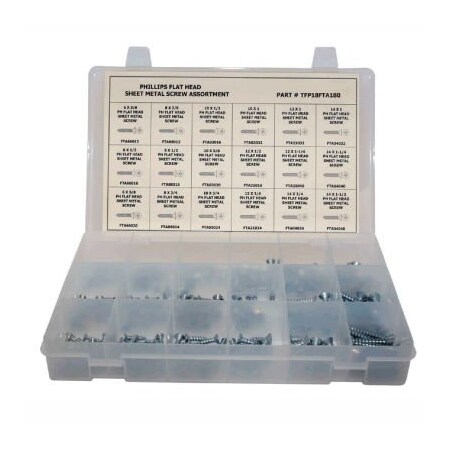 Titan Fasteners Sheet Metal Screw Assortment, Steel, Zinc Plated Finish TFP18FTA275